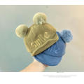 Polar fleece fur balls baby beanie hat